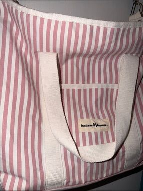 Business & pleasure co. Large striped Pink Canvas Tote with Removable Strap